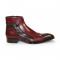 Duca Di Matiste "Aprilia" Burgundy/Antique Genuine Italian Calf Leather Crocodile Print Ankle Boots.